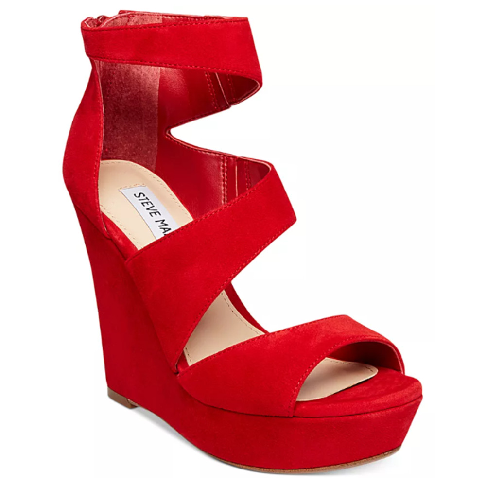 Steve Madden Essex Suede Red Wedges, sz 7.5